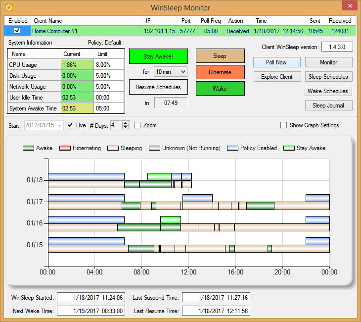 WinSleep Remote Viewer, WinSleep Monitor, Network management